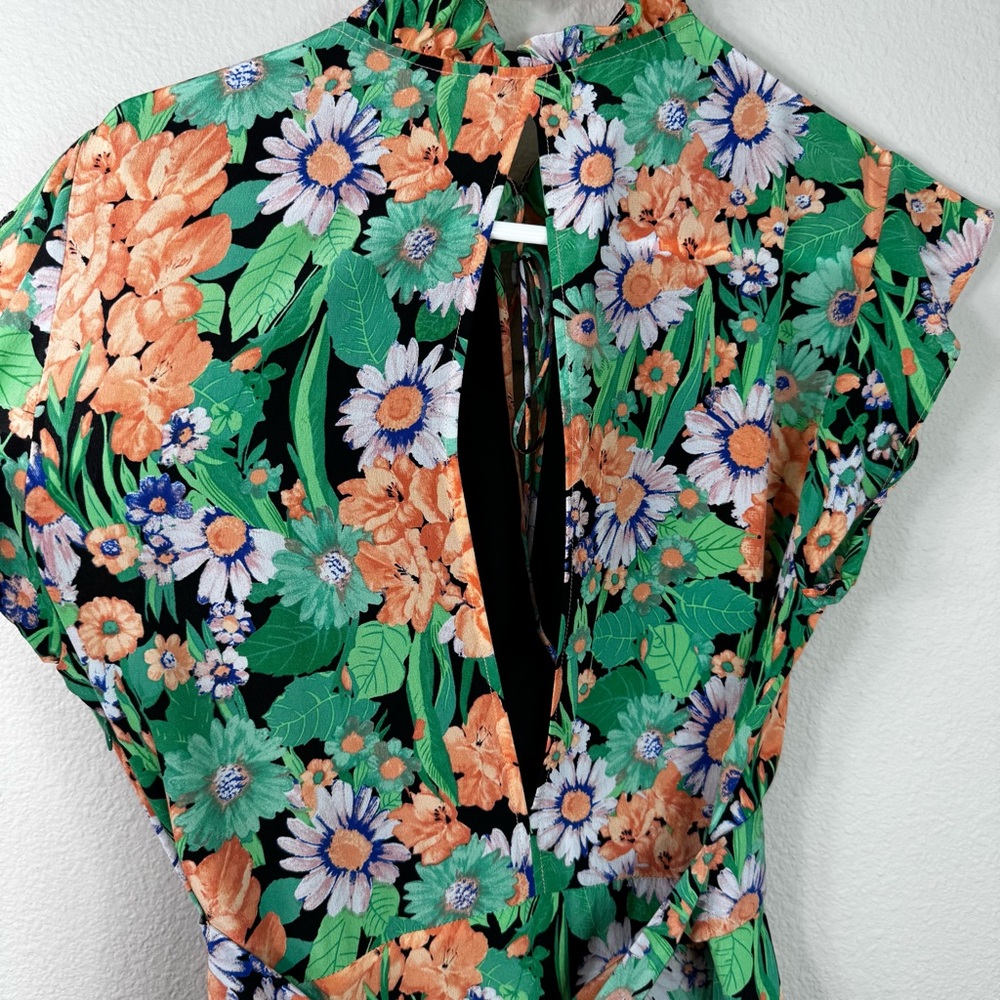 Sandro Paris Maline Silk Dress Size 2 Floral MIDI XS Wedding Guest - Picture 12 of 14
